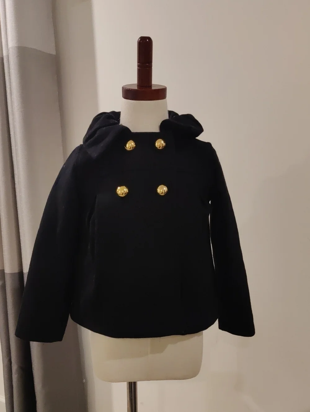 OLD NAVY BLACK WOOL Blend PEACOAT JACKET HOLIDAY DRESSY COAT 5T Y2K Cottagecore